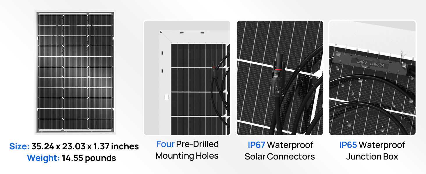 ECO-WORTHY Bifacial 100 Watt 12 Volt Solar Panel Monocrystalline Rigid High-Efficiency PV Module Power Charger for Sunsheds,Rvs - Magic Electronics