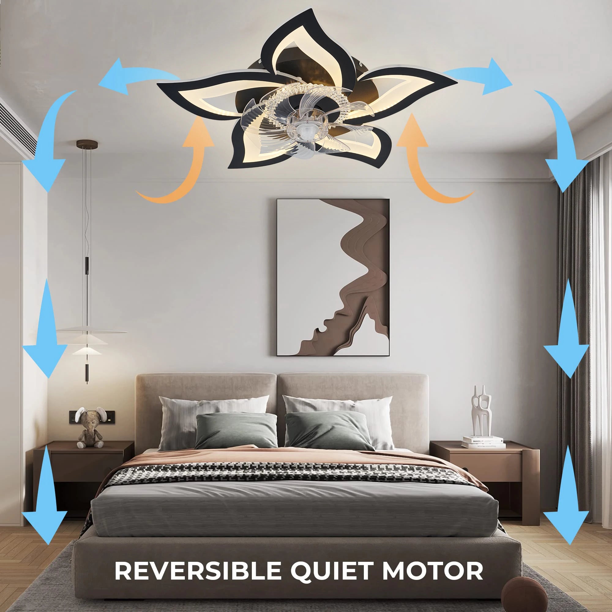 IRALAN Modern Ceiling Fans With LED Lights Remote Control Smart Switch Lotus Five Heads Ceiling Fan With Light Home-Appliance - Magic Electronics