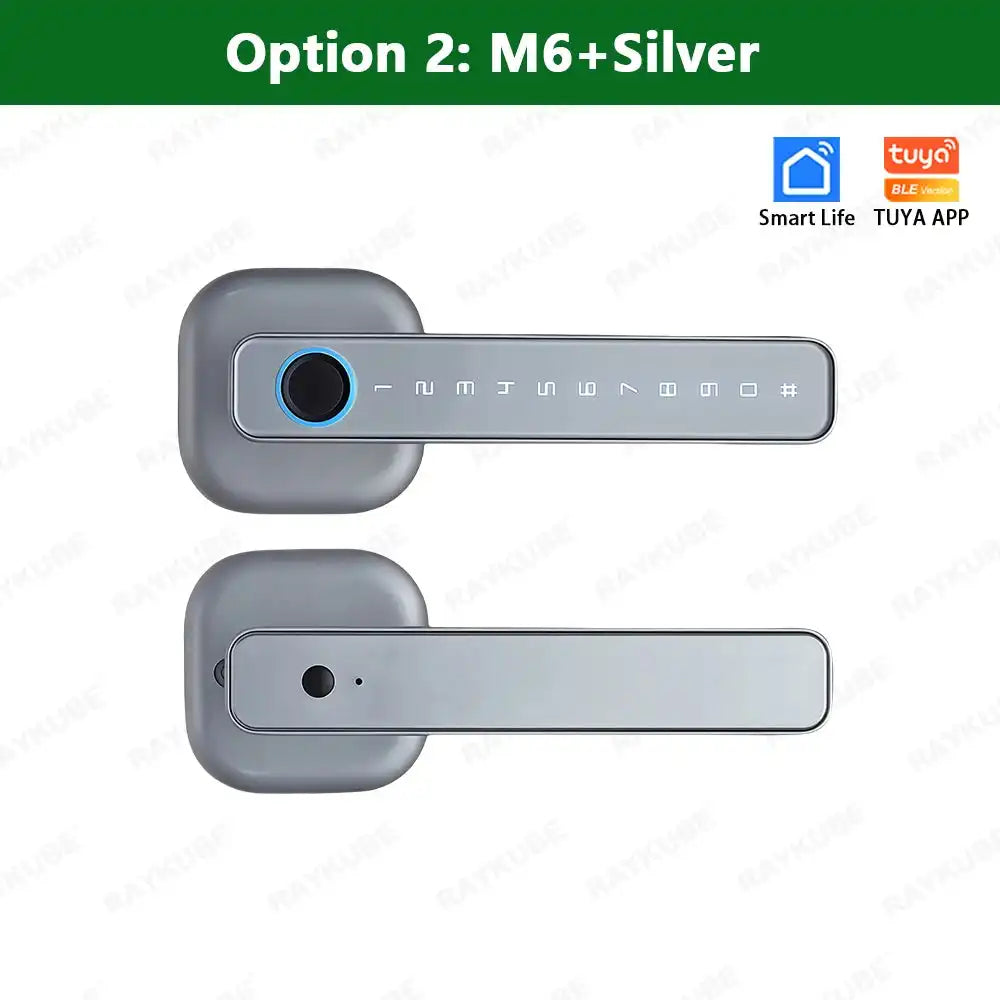 RAYKUBE M6 Tuya BLE Bedroom Digital Electronic Lock Fingerprint Door Lock with Password/Key/IC Card/ Tuya APP Unlock From USA - Magic Electronics