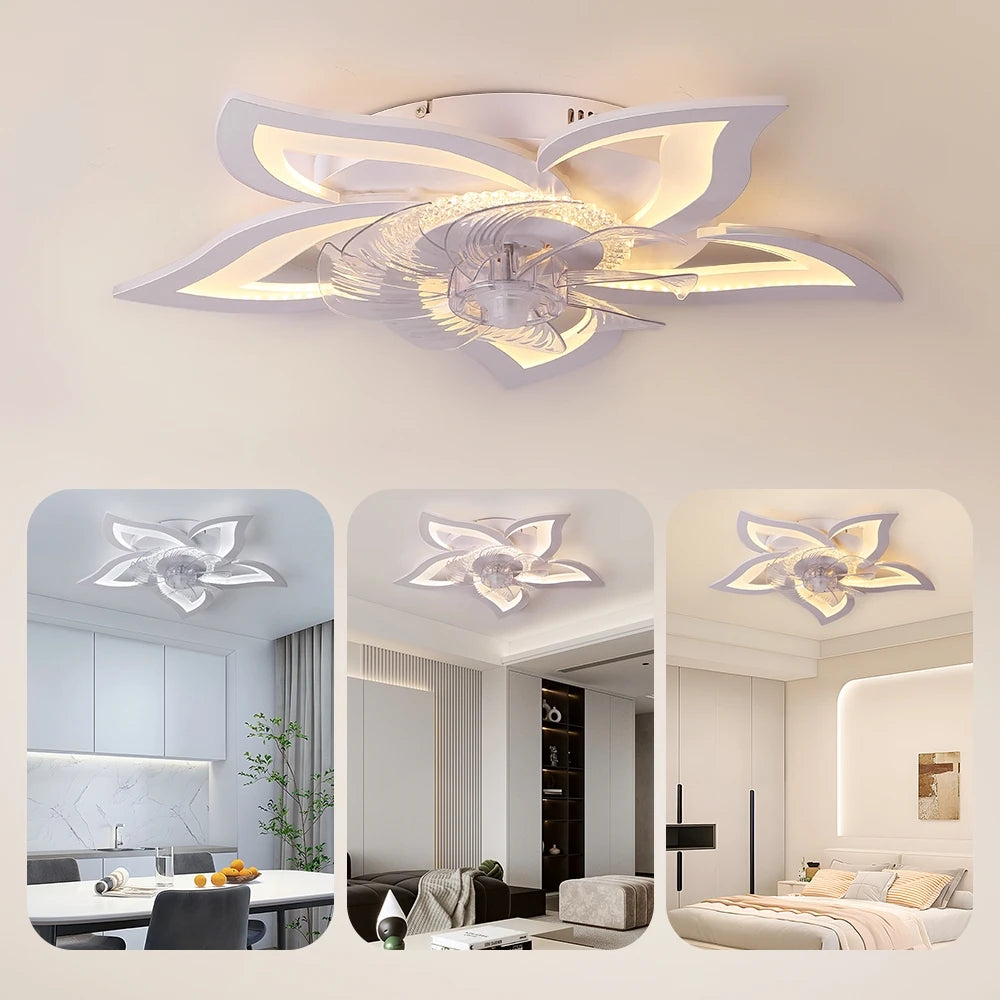 IRALAN Modern Ceiling Fans With LED Lights Remote Control Smart Switch Lotus Five Heads Ceiling Fan With Light Home-Appliance - Magic Electronics