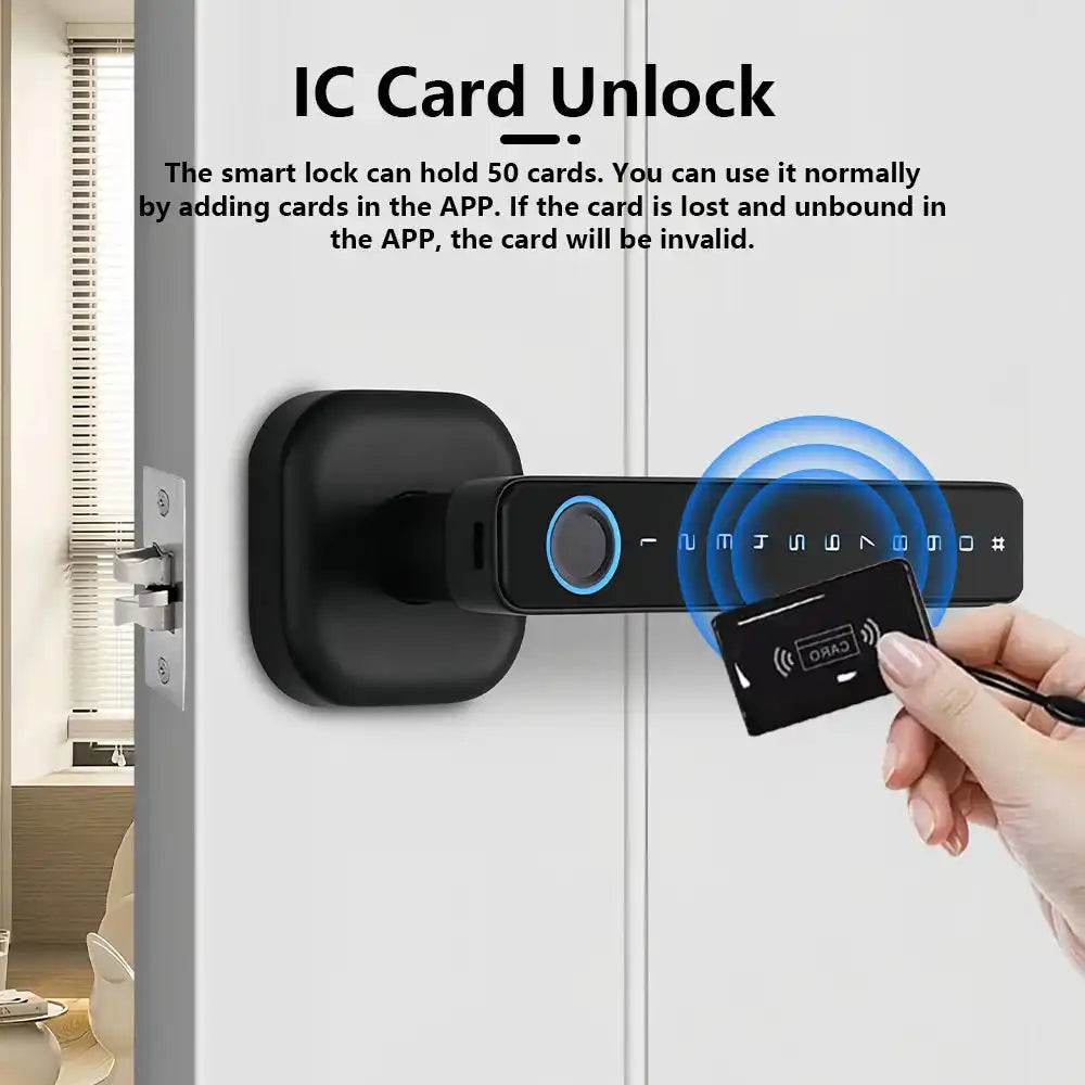 RAYKUBE M6 Tuya BLE Bedroom Digital Electronic Lock Fingerprint Door Lock with Password/Key/IC Card/ Tuya APP Unlock From USA - Magic Electronics