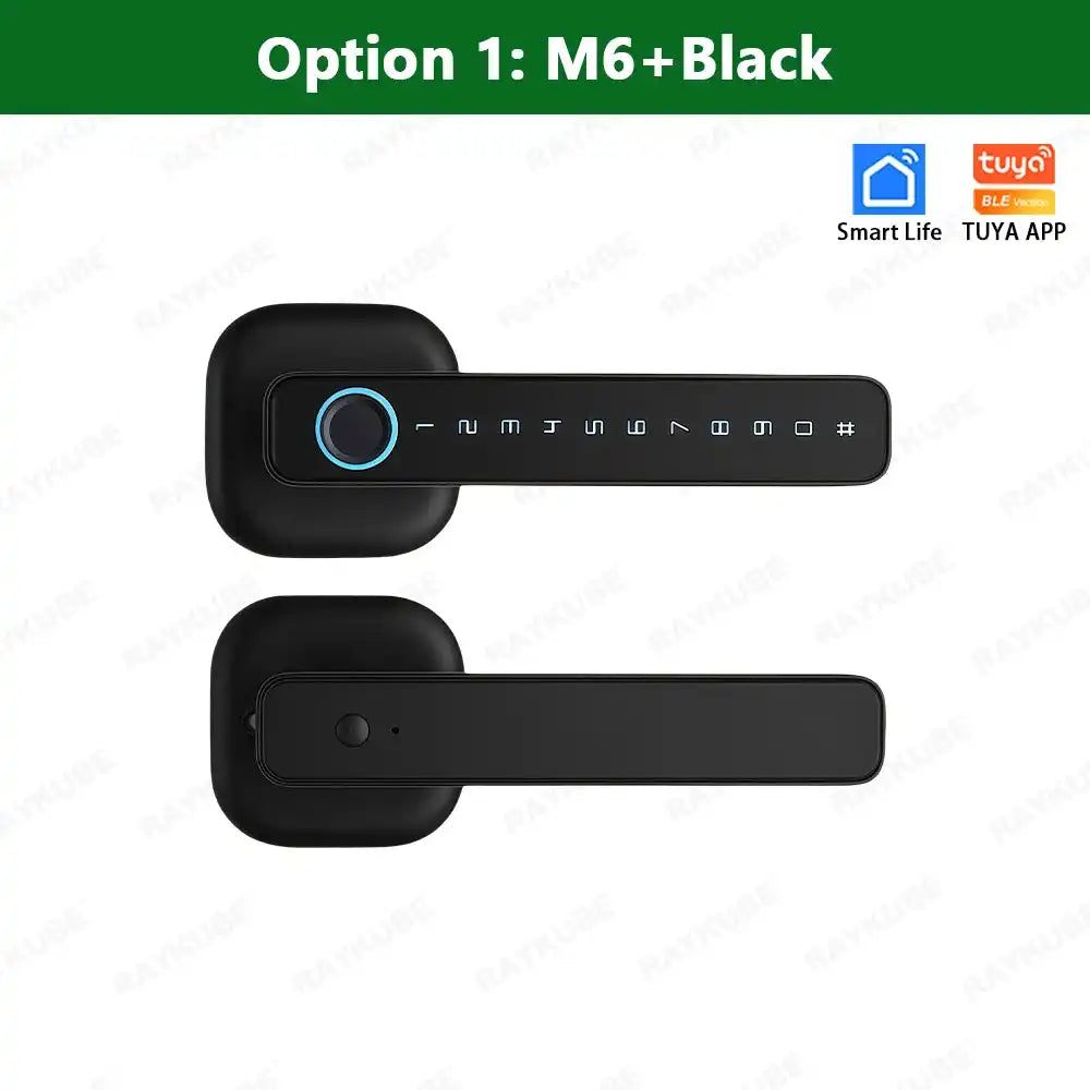 RAYKUBE M6 Tuya BLE Bedroom Digital Electronic Lock Fingerprint Door Lock with Password/Key/IC Card/ Tuya APP Unlock From USA - Magic Electronics