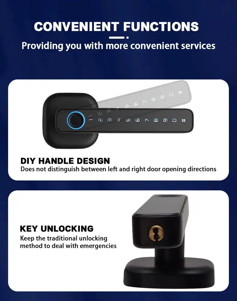RAYKUBE M6 Tuya BLE Bedroom Digital Electronic Lock Fingerprint Door Lock with Password/Key/IC Card/ Tuya APP Unlock From USA - Magic Electronics