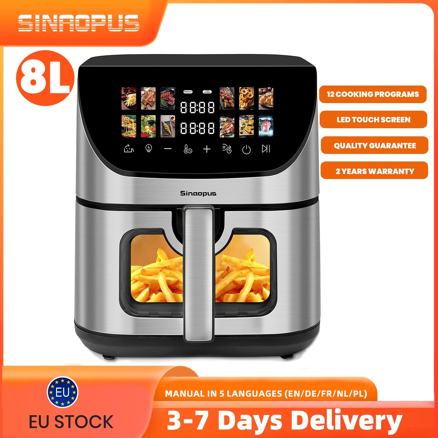 8L Smart machine Hot fryer Multi Function air fryers Smart machine Viewing Window & oven Oilless Cooker with LED Touch Control Magic Electronics Ad765b79e2a7d4567b8fd87bd741cbddbW