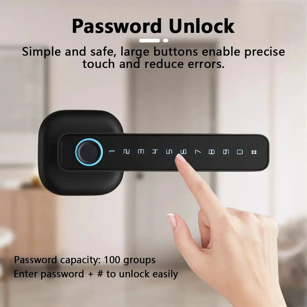 RAYKUBE M6 Tuya BLE Bedroom Digital Electronic Lock Fingerprint Door Lock with Password/Key/IC Card/ Tuya APP Unlock From USA - Magic Electronics