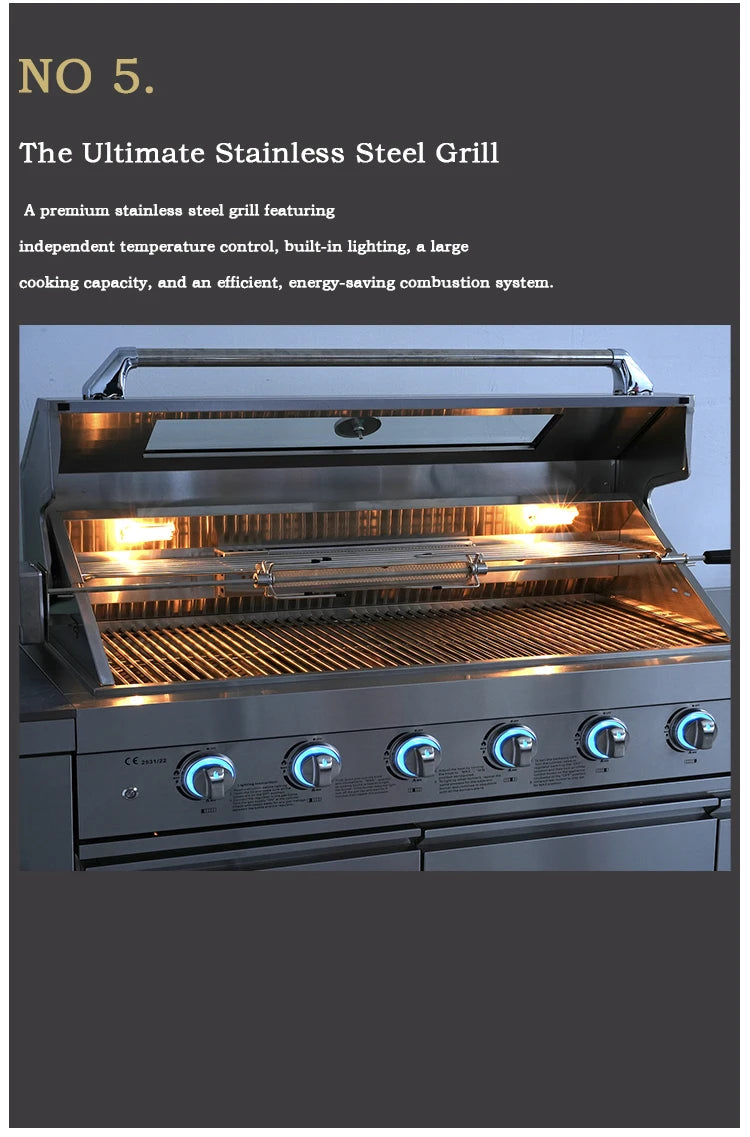 A Full Kitchen Suite Including Grill Cooktop Sink And Fridge With Waterproof Custom Outdoor Stainless Steel Cabinet For Backyard - Magic Electronics