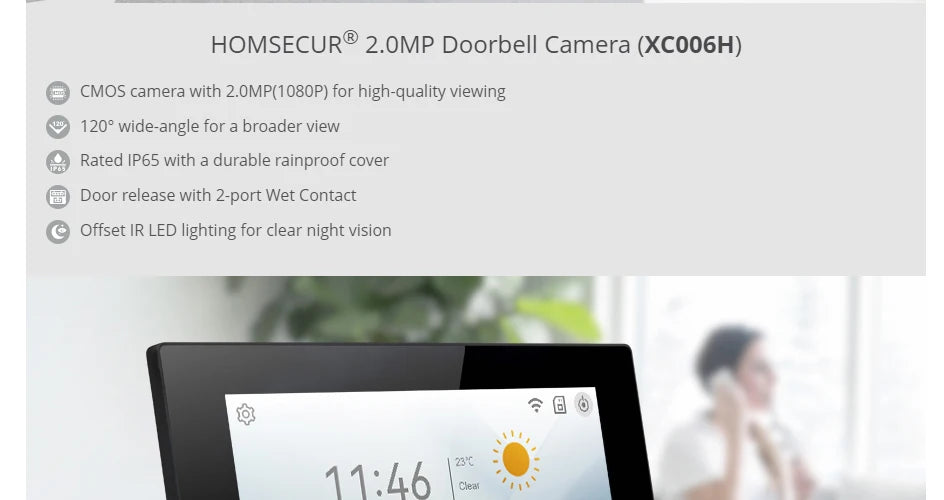 HOMSECUR 4 Wire Tuya Smart APP HD Video House Door Phone Kit with 7" Touch Screen Monitor IP65 Doorbell Camera Record Snapshot - Magic Electronics