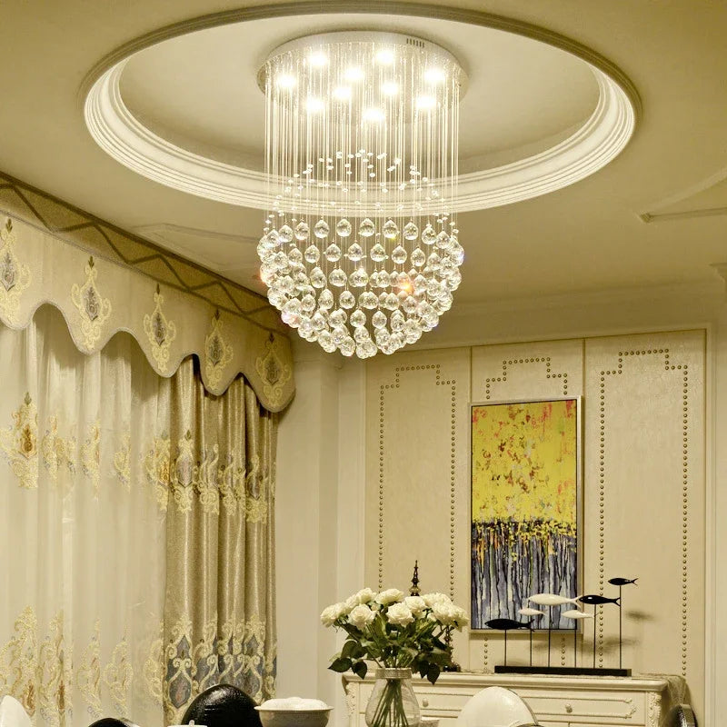 Round K9 Crystal Ball Led Ceiling Chandelier Pendant Lamp for Living Dining Room Cristal Lustre Bedroom Home Decor Light Fixture Magic Electronics S00f8fbd243f84147b599f809401290cfg
