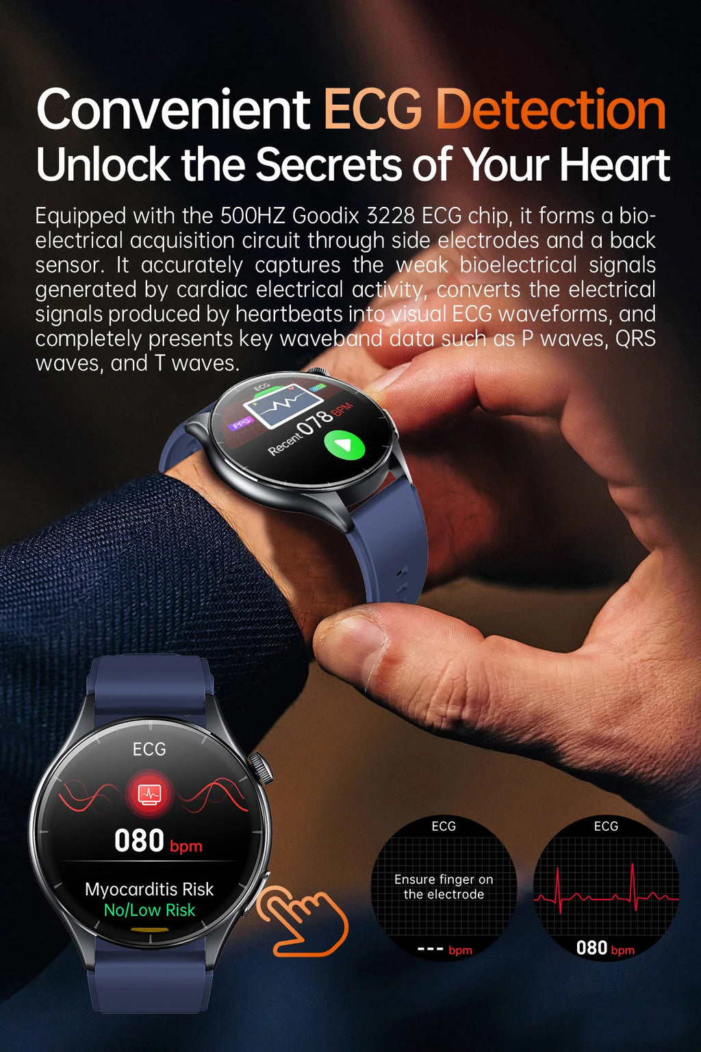 New upgrade High end Analysis Health Smart Watch Sapphire screen ECG Uric Acid BP Blood Oxygen Body Fat HD Call NFC Smart Watch Magic Electronics S010a2ca6891a48299a42ae597bcc0b9ah