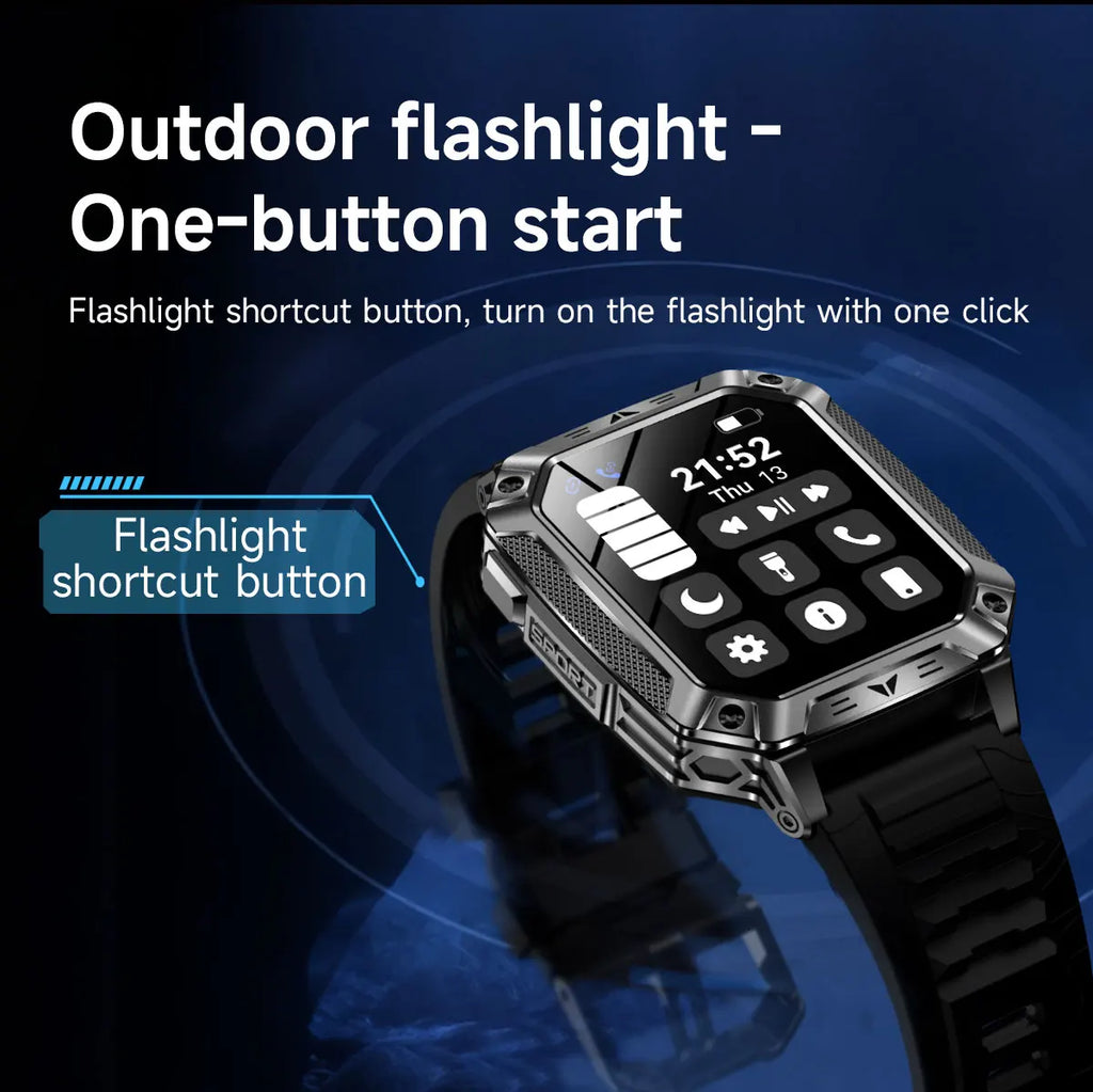 2026 Military outdoor SmartWatch Fitness Clock Men 2.01 inch AMOLED Screen 1400mAh Battery Flashlight Call Waterproof Smart Band Magic Electronics S01495e1ba13b4684be5075c53f2baedeO