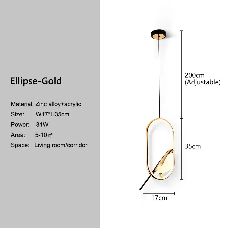 LED Gold Silver Magpie Bird Pendant Light Chandelier for Bedroom Living Room Indoor Hanging Lamp AC110v 220v Drop Shipping Ellipse-Gold Magic Electronics S01b98e26a8584d49b6d3bf98753a61fd2 Ellipse-Gold