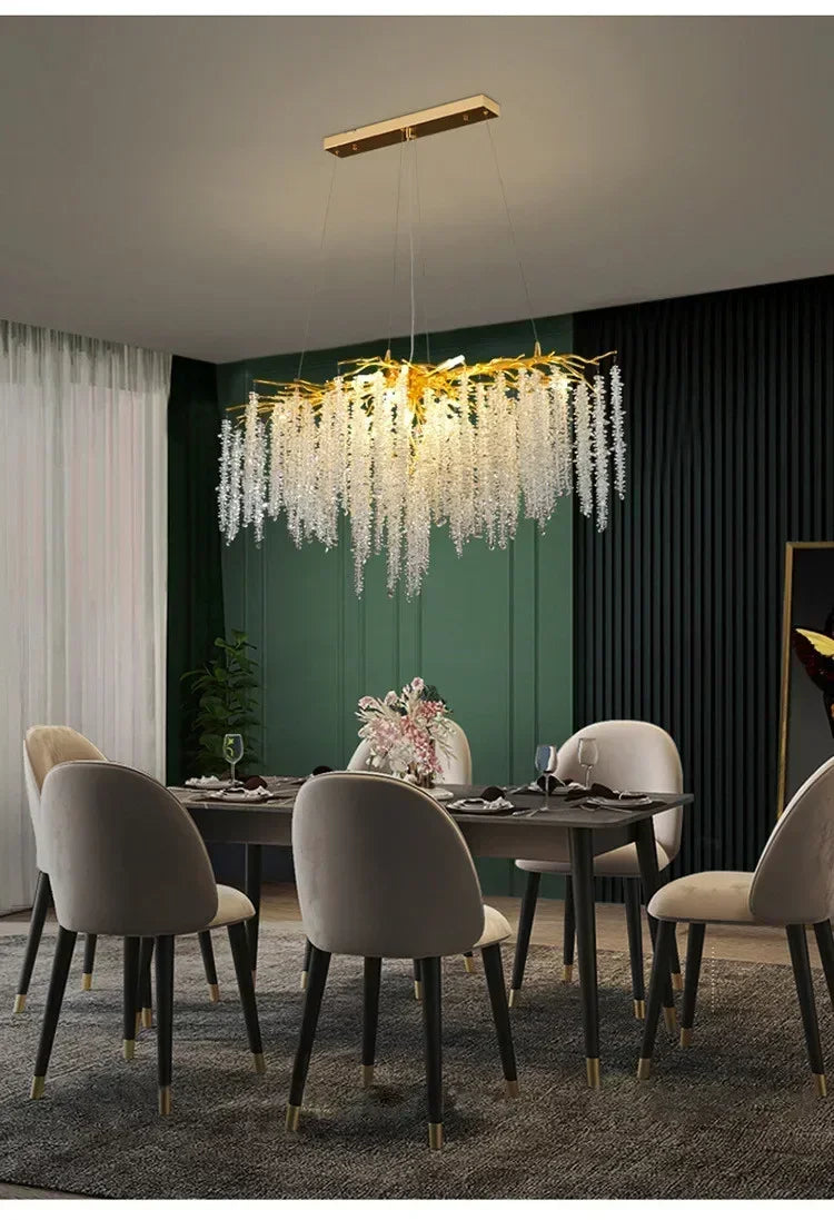 Modern Luxury Gold Branch Tassel Crystal LED Pendant Light Dining Room Living Room Indoor Home Decoration Atmosphere Fixtures Magic Electronics S01f298566b7f4fe1a8b75319ea04163bZ