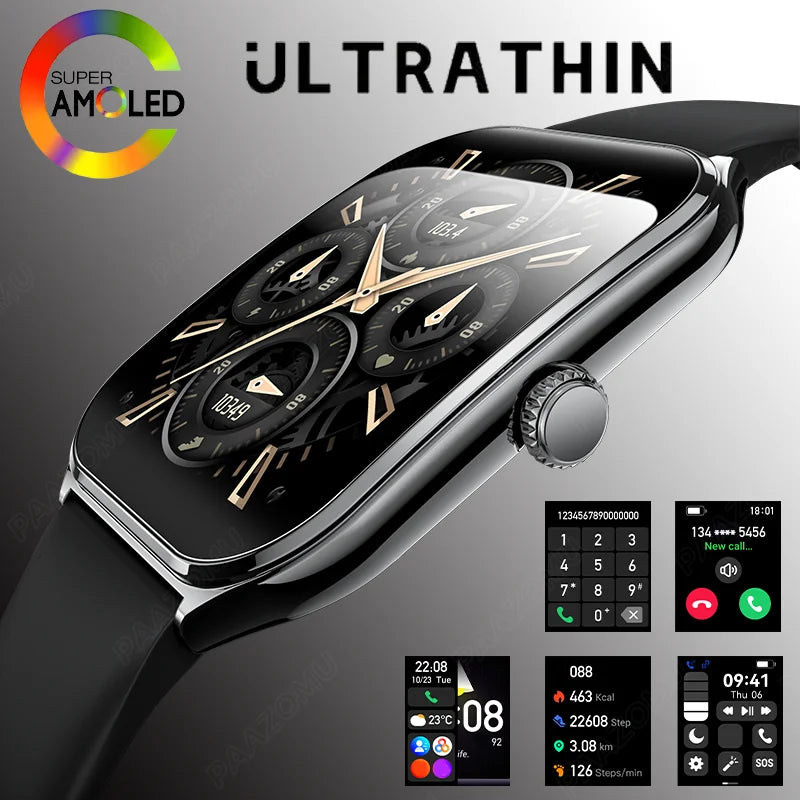 New Ultra Thin Smart Watch men 1.96" AMOLED 360*360 HD Pixel Display Always Show Time Call Reminder Smartwatch Ladies For huawei Magic Electronics S0265c3c438e44f2fa332d9438e4eb51en