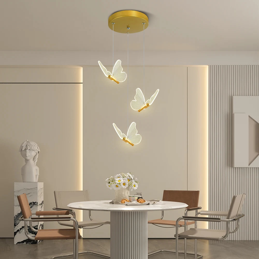 LED Modern 3-Head Butterfly Pendant Ceiling Light, Bedhead Indoor Living Room Dining Room Kitchen Decorative Lighting Magic Electronics S02d170753e34479188ecc5b3b29b8402k