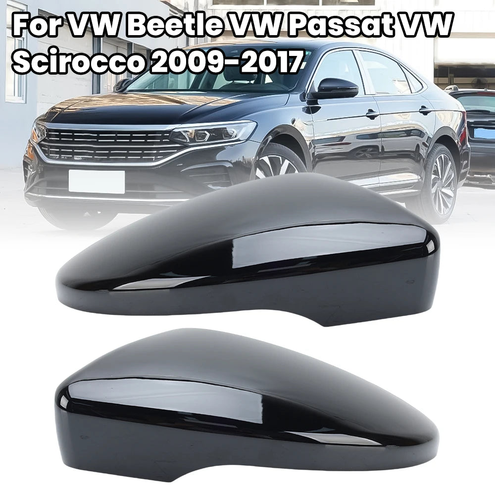 Rearview Mirror Cover Cap For Volkswagen Scirocco Beetle CC EOS Passat 2009 2010-2017 Painted Black With Buckle Car Accessories Magic Electronics S032ff55bb6cc48a6bce8c1d194bc86026