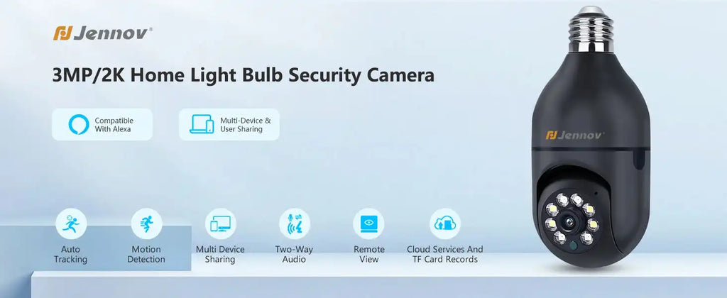 Jennov 2Pcs 2K WiFi Light Bulb Security Camera Wireless Outdoor - Cameras for Home Security Outside, Light Socket Indoor Camera - Magic Electronics