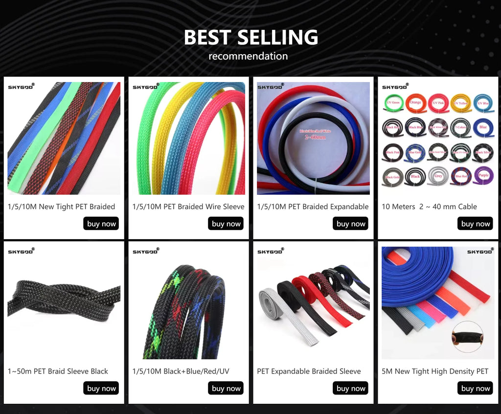 1/5/10M Blue-Gold-Red PET Braided Wire Cable Sleeve 3 4 6 8 10 12 16 20 25 30 40mm Tight High Density Expandable Magic Electronics S046cea7a17e74ae7ba9e9e71b8dae859P_936bd70a-6b39-4549-afd8-40d7fe2ffb27