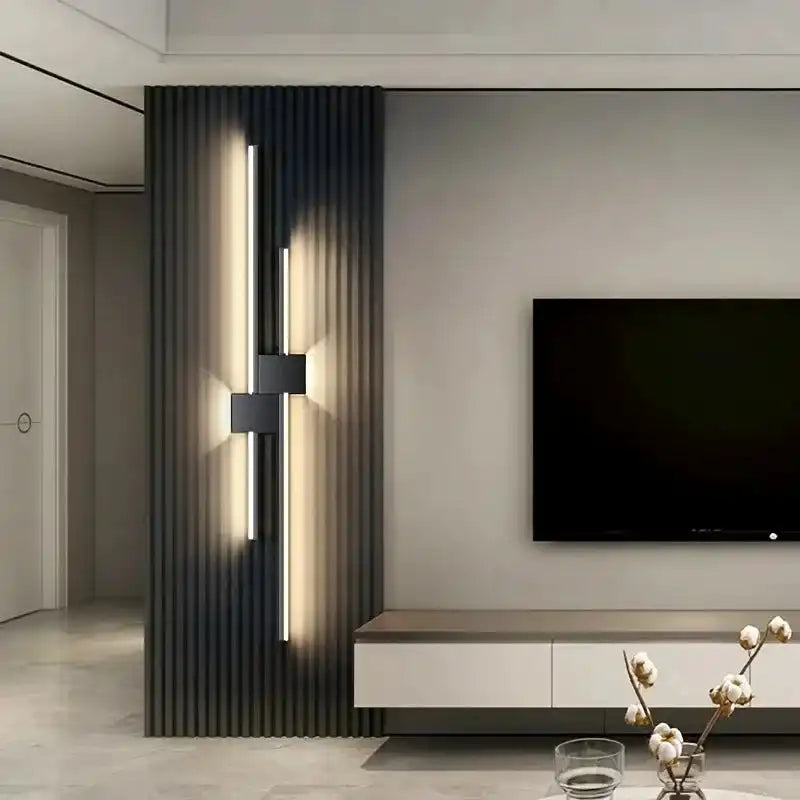 Wall Lamps LED Lights Simple Modern Sofa Living Room Decor TV Background Decoration Wood Grille Bedroom Bar Long Strip Wall Lamp - Magic Electronics