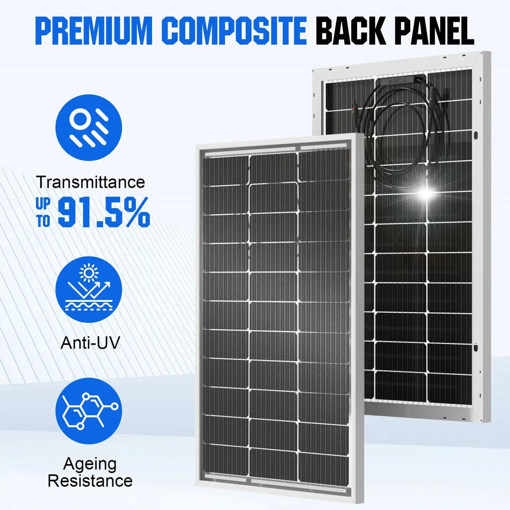 ECO-WORTHY Bifacial 100 Watt 12 Volt Solar Panel Monocrystalline Rigid High-Efficiency PV Module Power Charger for Sunsheds,Rvs - Magic Electronics