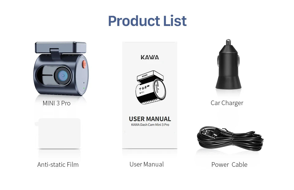 2K KAWA MINI 3 Pro Cameras for Car DVR Tiny Dash Cam 24 Parking Auto Video Recorder WiFi APP Voice Control Car dashcam - Magic Electronics