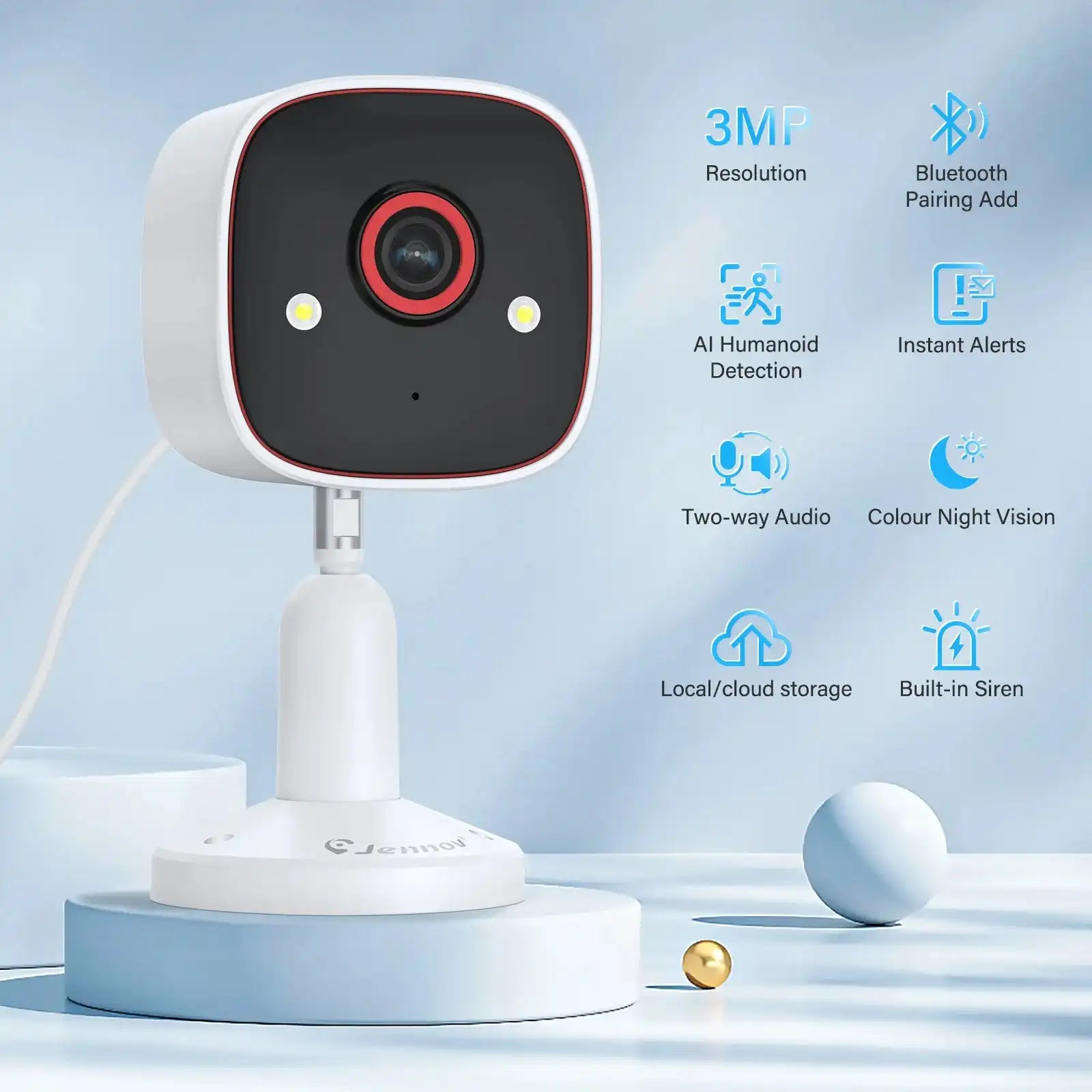 Jennov Outdoor/Indoor Security Cameras 2K HD Wireless WiFi Color Night Vision IP66 Waterproof Pet Dog Cat Baby Monitor Camera - Magic Electronics