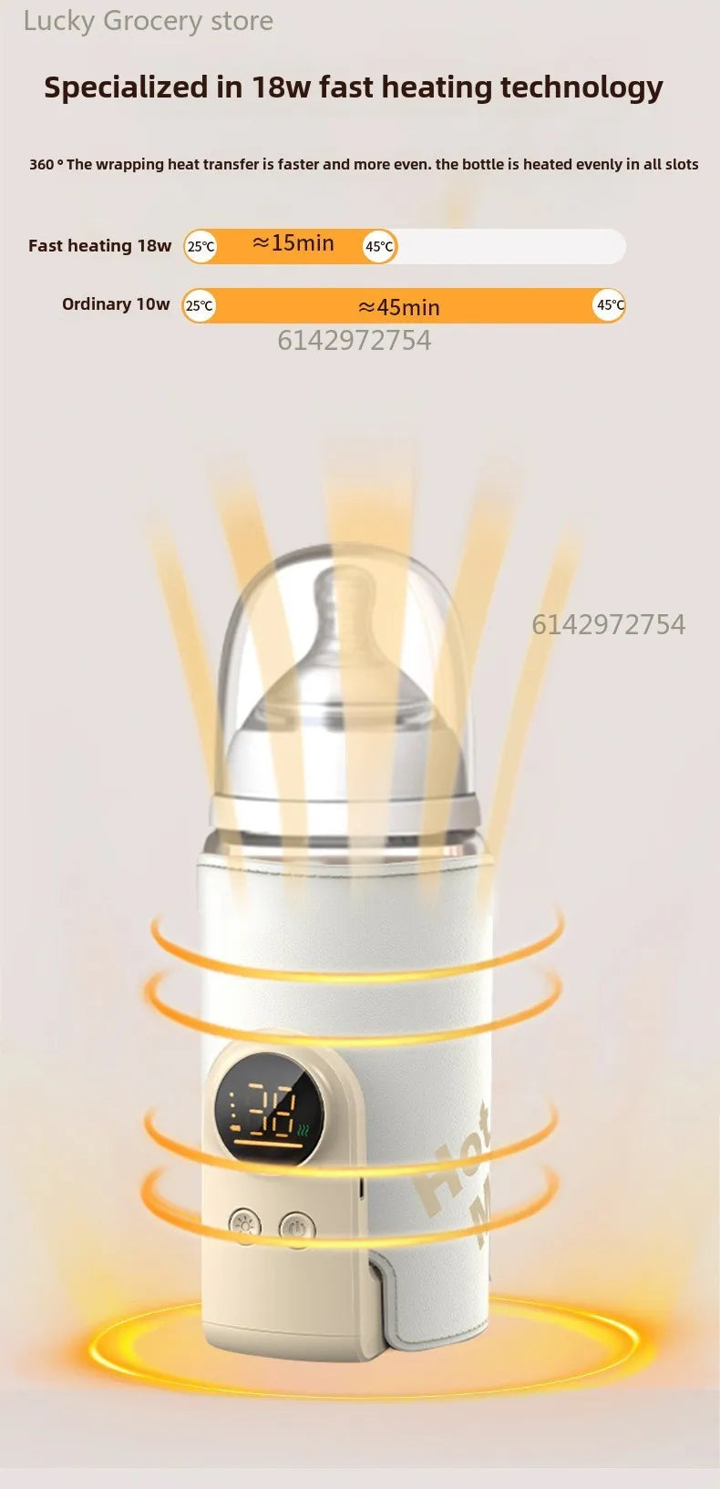 USB Multifunctional High-capacity Baby Feeding Bottle Smart Temperature Control Warmer Screen Newborn Baby Bottle Warmer Sleeve Magic Electronics S064c7192b0604702811c2c23929454e1W