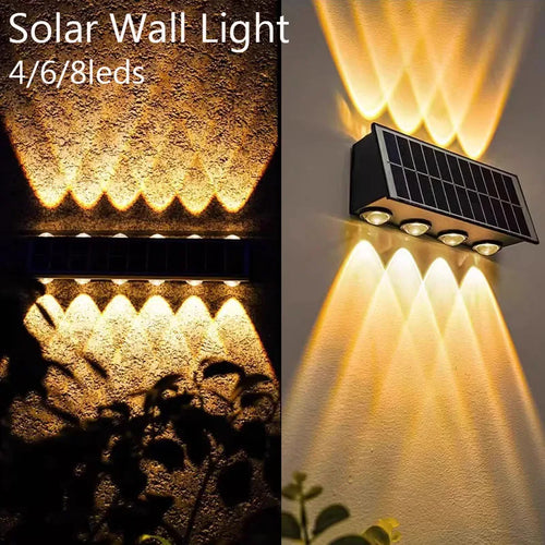 4/6/8LEDs Solar Wall Lamp Yard Street Decor Light Outdoor Waterproof Up and Down Luminous Lighting Garden Landscape Lamp - Magic Electronics