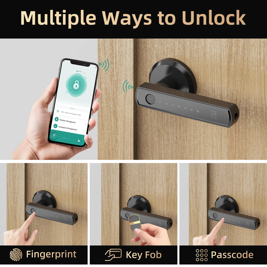 Viladepot Smart Lock Fingerprint Door Lock App Control TYPE-C Interface Passcode Unlock Electronic Touchscreen Keypad - Magic Electronics