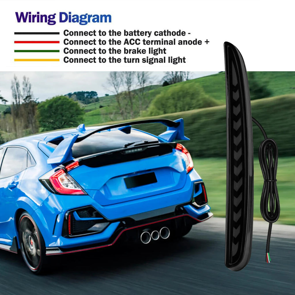 For Honda Civic Type-R Sl Hatchback 2016 2017 2018 2019 2020 LED Rear Bumper Reflector Lights Brake Dynamic Turn Signal Lamps Magic Electronics S07877eb045264f97ba635da4af5bb9d0v