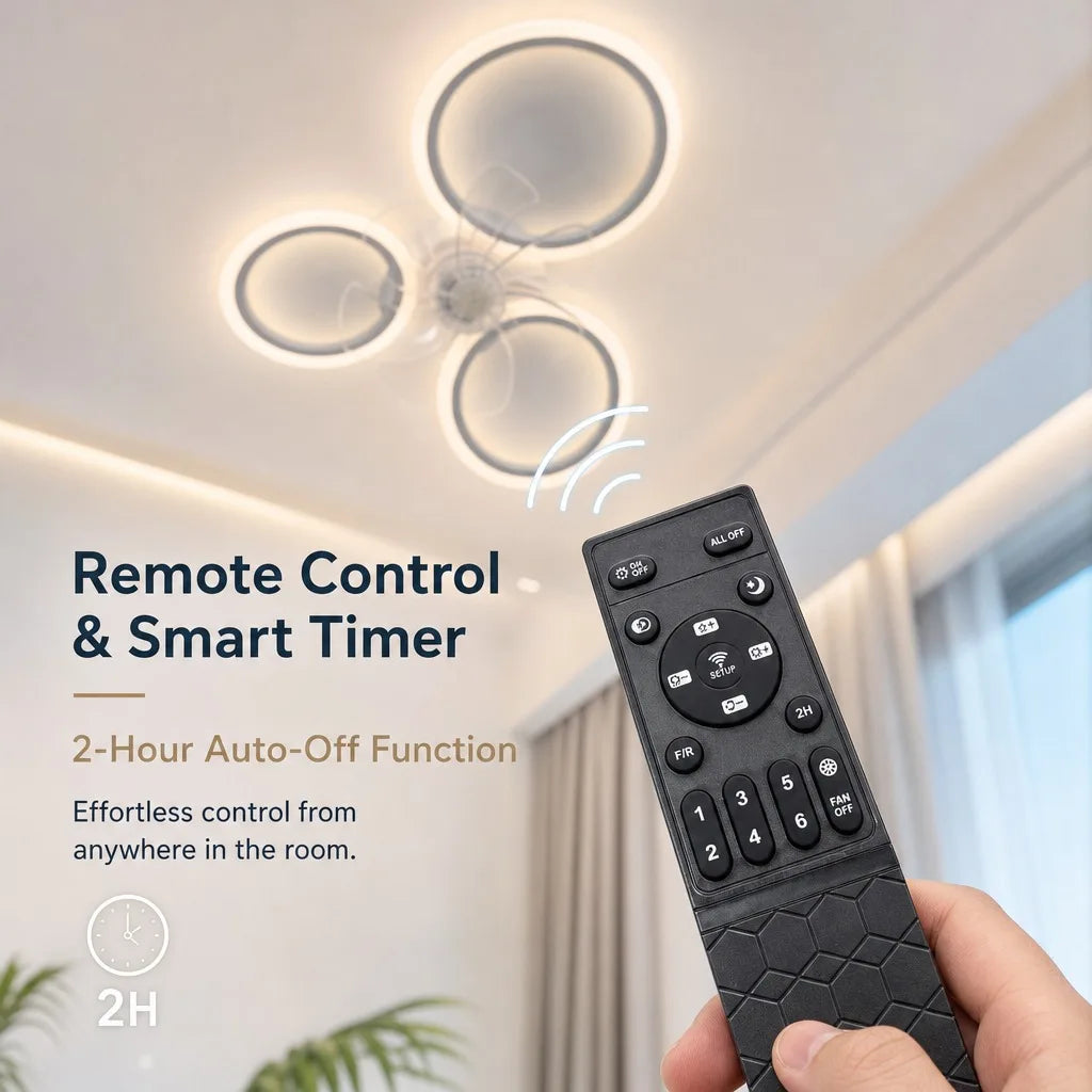 Ceiling Fan with Light Minimalist Circle Modern Room Decor Study Electric Fan Focus Remote 220V Electric Fan Ceiling Lamp