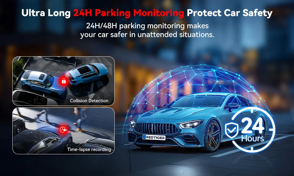 REDTIGER A4 4k Dash Cam Front and Rear Drive Recorder GPS& 5G WiFi Touch Screen Night Vision 24H Parking Mode Voice Control - Magic Electronics