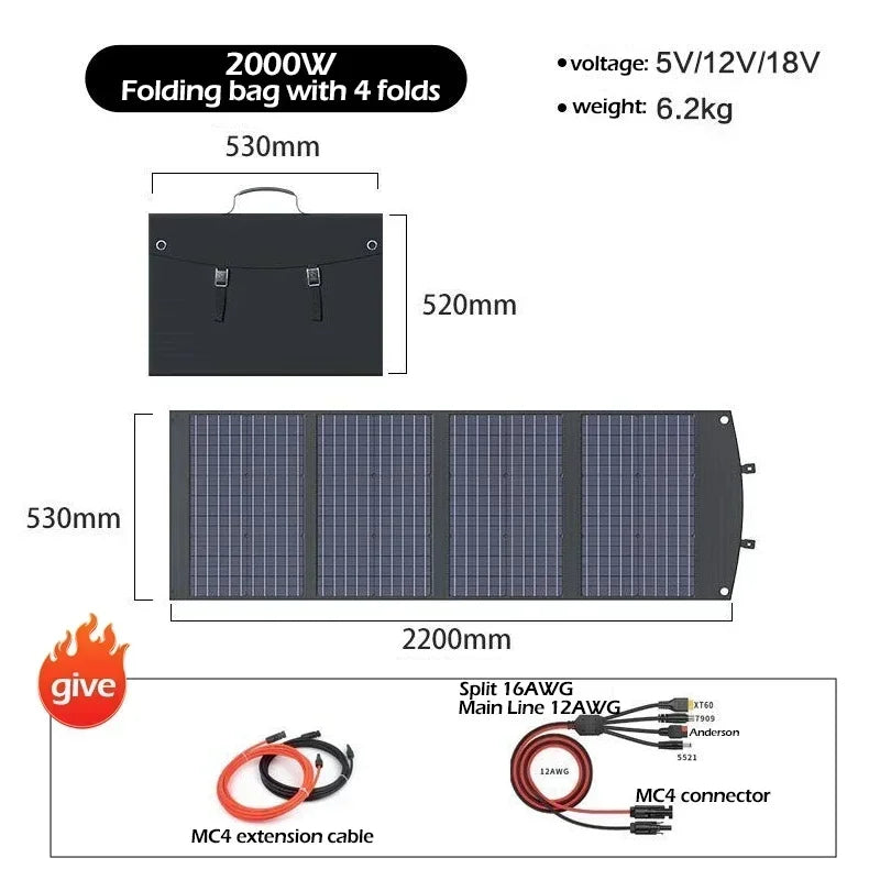 View details for Flexible, Foldable, High Efficiency Solar Panel, Travel & Phone & Boat, Portable 12V 2000w 1500w 1000w 500w Solar Panel Kit Flexible, Foldable, High Efficiency Solar Panel, Travel & Phone & Boat, Portable 12V 2000w 1500w 1000w 500w Solar 