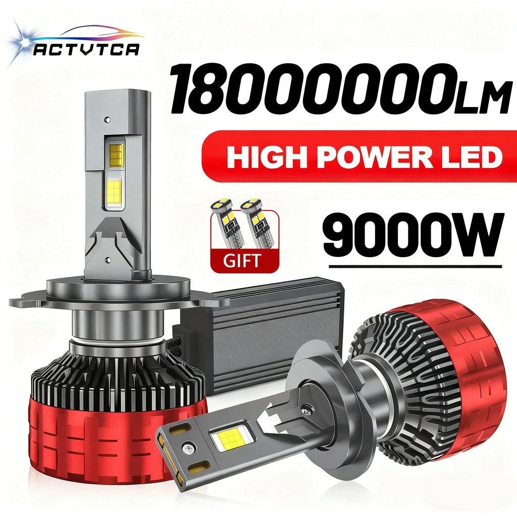 ACTVTCA 9000W 18000000LM H4 H7 LED Headlights 6000K Headlamp H1 Led H11 H8 H3 HB3 9005 HB4 9006 9007 9008 H13 9012 H9 Car Lights - Magic Electronics