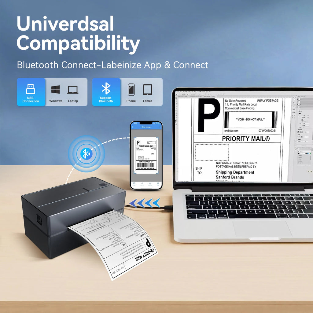 Thermal Label Printer Portable No Ink Required 203DPI 4x6 for Small Business Bluetooth USB High Speed Express Airway Bill Magic Electronics S0e629b0824e14733ab91013295cd10c3O