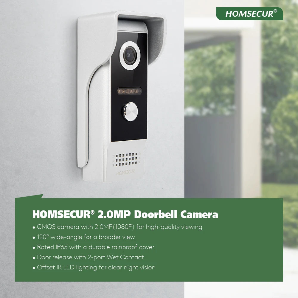 HOMSECUR 4 Wire Tuya Smart APP HD Video House Door Phone Kit with 7" Touch Screen Monitor IP65 Doorbell Camera Record Snapshot - Magic Electronics