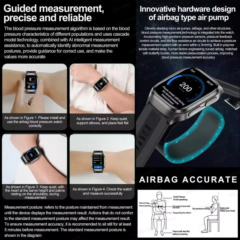 2026 New Upgrade AI Diagnostic Airbag Precise Blood Pressure Health SmartWatch Uric Acid ECG Blood lipids Smartwatch Men Women Magic Electronics S1062fb0e0bca40c5b50333f593e2cf73R