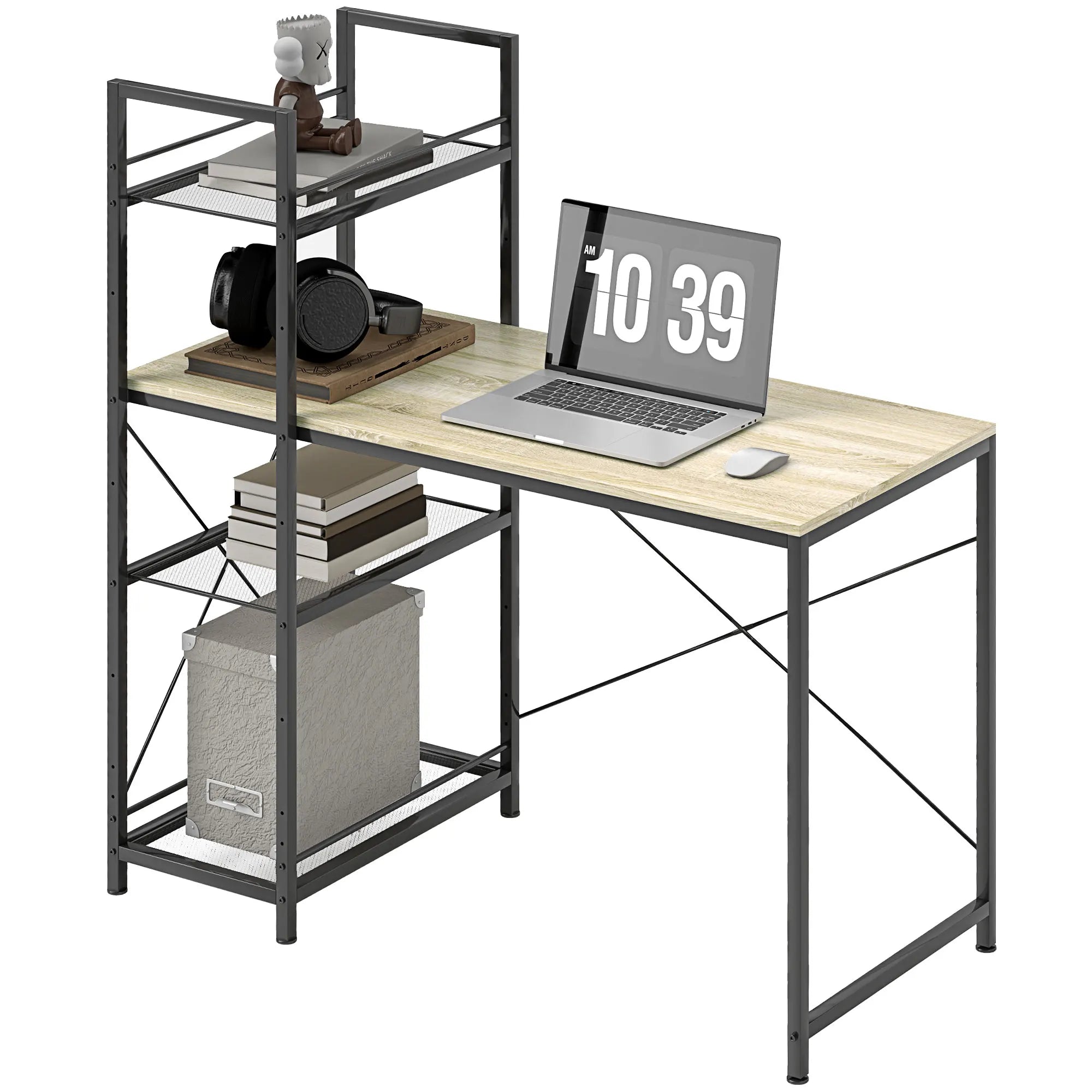 Homcom Desk with Reversible Shelf 110X53X115.5 cm Oak and Black Magic Electronics S112a70b960554afcba1bbfba83a7dcfdZ