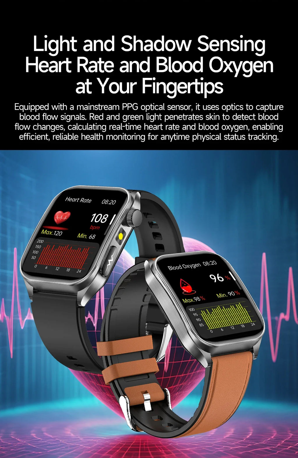 New Laser Treatment Three High Smart Watch Men ECG Heart Rate Uric Acid Health Tracker 1.95 inches Sapphire Glass SmartBracelet Magic Electronics S116741c23d37423782e8008ba6319eceg