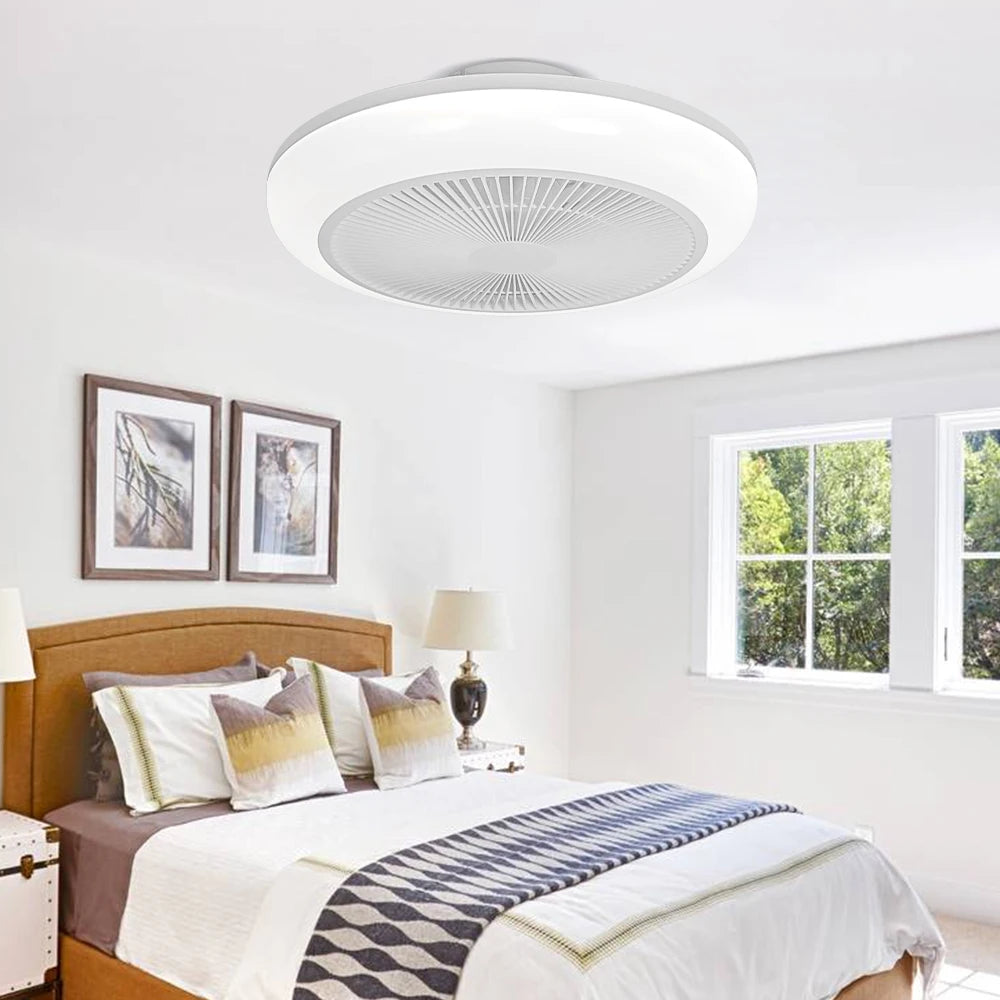 Ceiling Pendant Light Ceiling Fan with Light stylishly illuminating a modern bedroom with decorative elements.