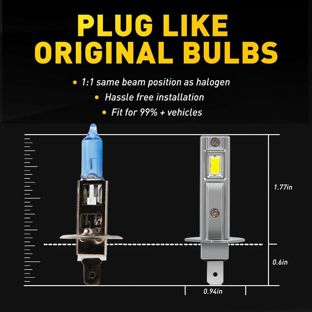 H1 Led Light Bulb Car Headlight High Power Auto Fog Diode Moto Driving Running Lamp 12V 55W For Alfa Romeo Giulietta 2010~2023 - Magic Electronics