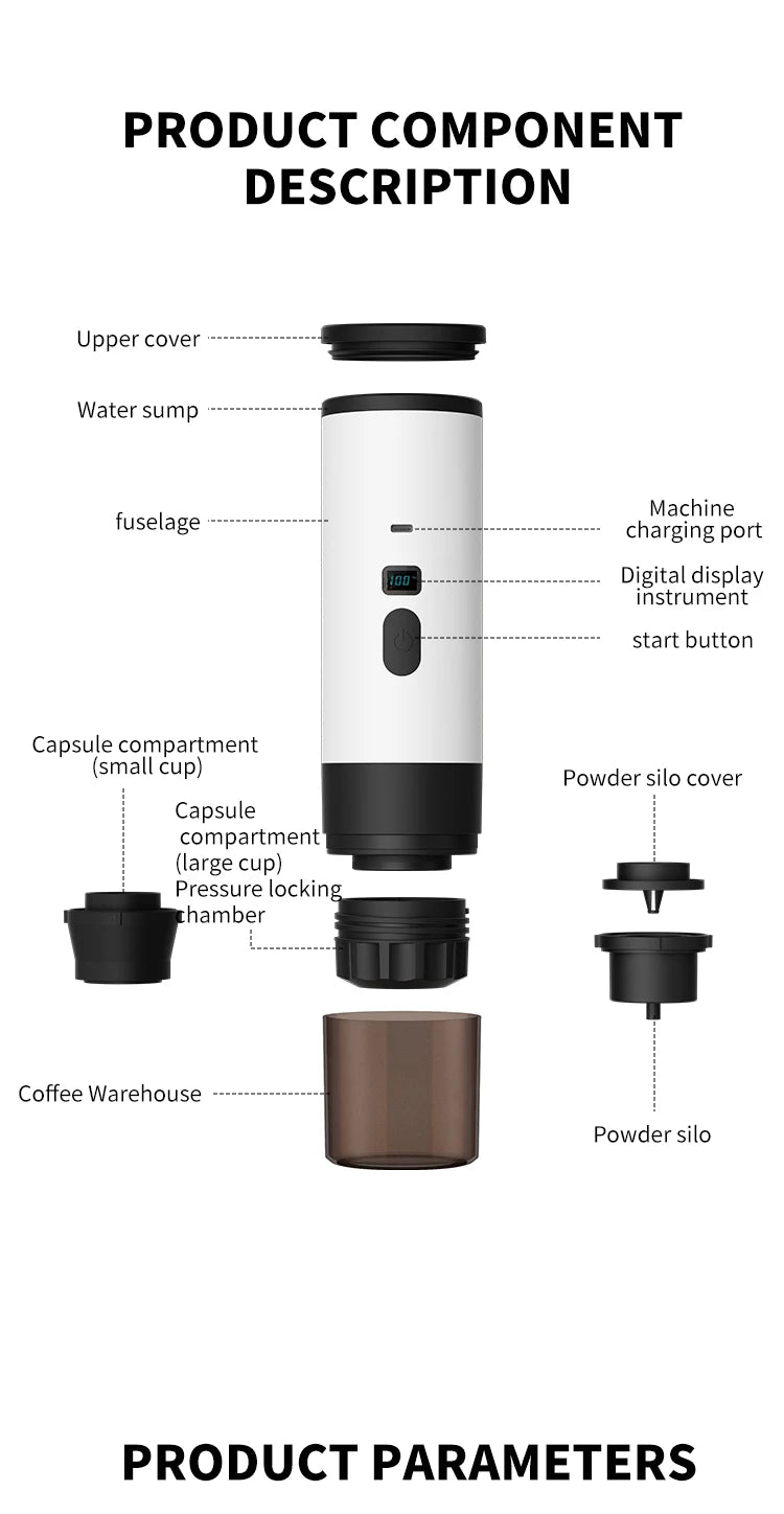 Portable Wireless Charging Coffee Machine 15BAR Multi-function 3 in 1 Fully Automatic Heating Overflow Capsule Coffee Machine Magic Electronics S11f8f6e79bbb49ad915c15179b8f3d88K