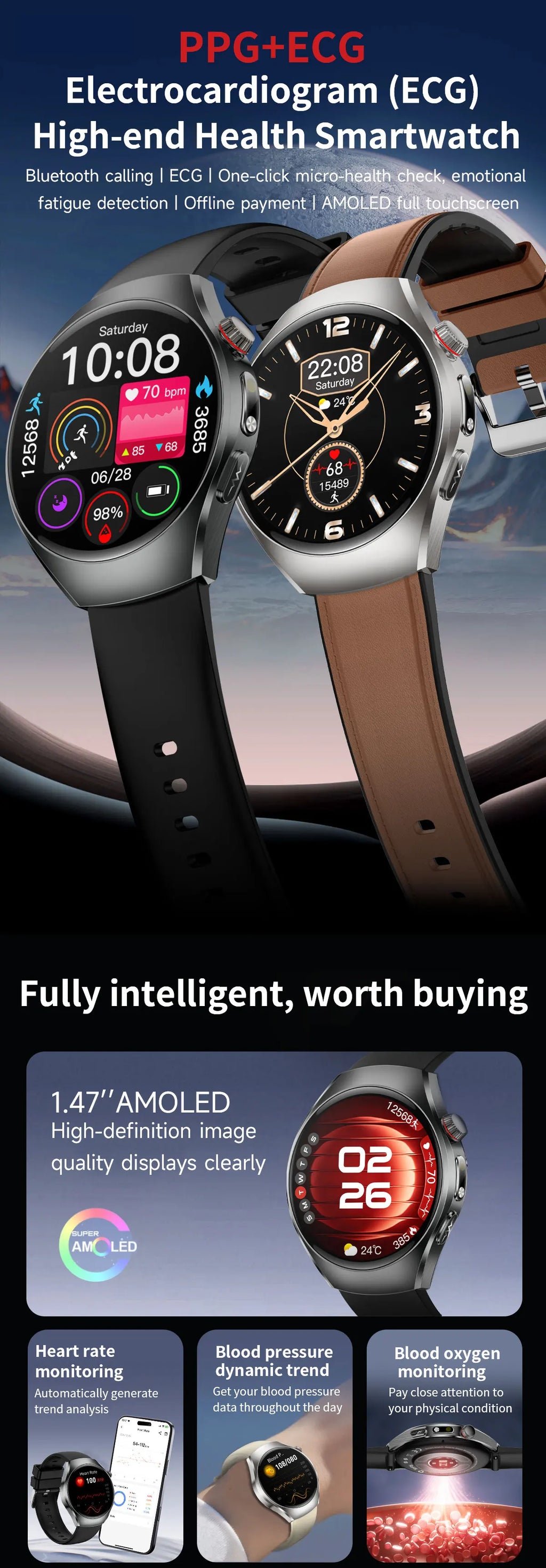 2026 New Accurate Body Health analysis Smart Watch Men ECG Blood lipids Uric acid Blood Pressure Body Fat Voice Call Smartwatch Magic Electronics S1326971f1525441999b562dea3d851607