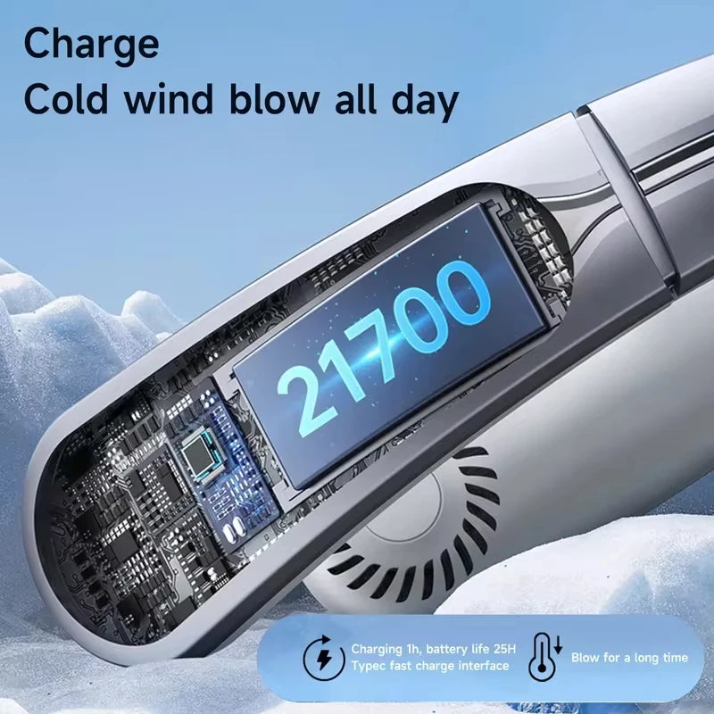 Lenovo Hanging Neck Fan Digital Display Power Ventilator Bladeless Neckband Fan Mini Air Cooler USB Rechargeable Electric Fans