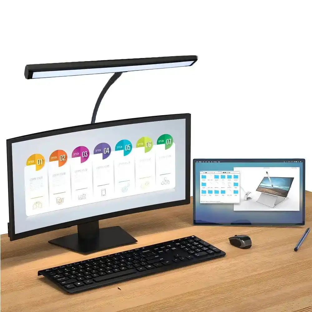 Home Office LED Desk Lamp Double Head Stepless Dimming Eye-Caring Reading Lights 3 Color Mode Flexible Adjustable PC Table Lamps - Magic Electronics