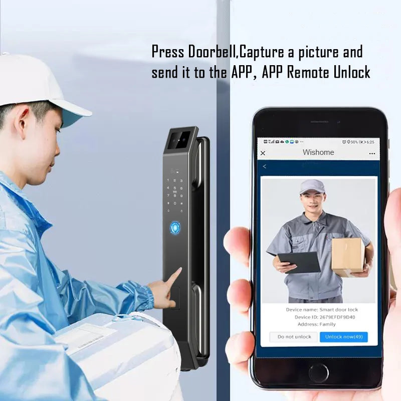 3D Face Recognition Unlock Digital Door Lock With Camera FIngerprint Password Unlock Keyless Electronic Door Lock - Magic Electronics