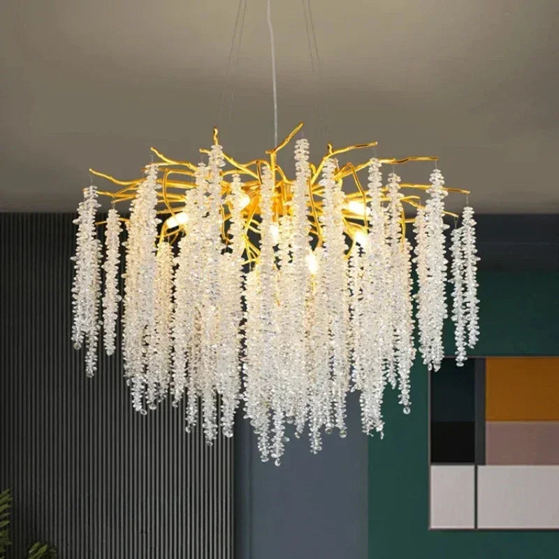 Modern Luxury Gold Branch Tassel Crystal LED Pendant Light Dining Room Living Room Indoor Home Decoration Atmosphere Fixtures Magic Electronics S159b7c8effe84b318eb3d132948cef99n