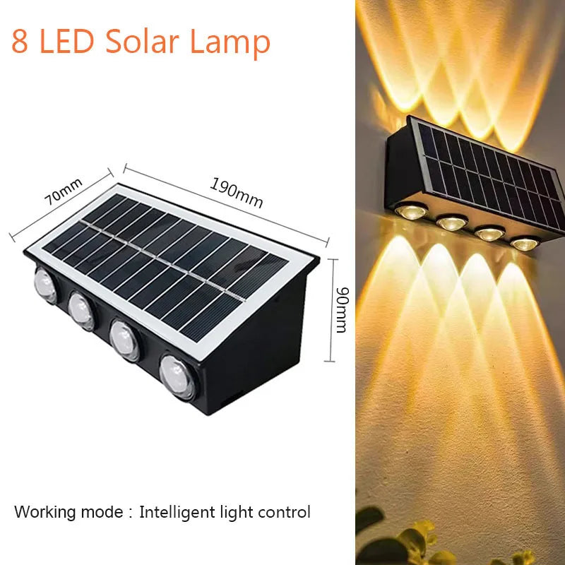 4/6/8LEDs Solar Wall Lamp Yard Street Decor Light Outdoor Waterproof Up and Down Luminous Lighting Garden Landscape Lamp - Magic Electronics