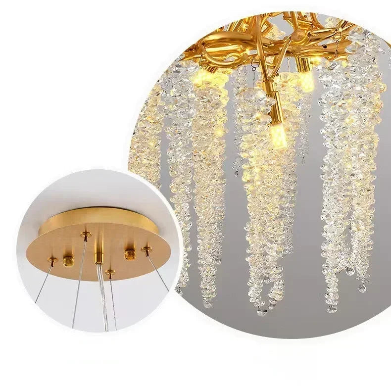 Modern Luxury Gold Branch Tassel Crystal LED Pendant Light Dining Room Living Room Indoor Home Decoration Atmosphere Fixtures Magic Electronics S15ae482f0ea04254b8a63f3836c7cfdeE