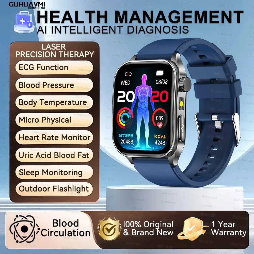 New Laser Treatment Three High Smart Watch Men ECG Heart Rate Uric Acid Health Tracker 1.95 inches Sapphire Glass SmartBracelet Blue Sports Health Watch Magic Electronics S15c4c843b9804991ab89b3b7c12657148 Blue Sports Health Watch