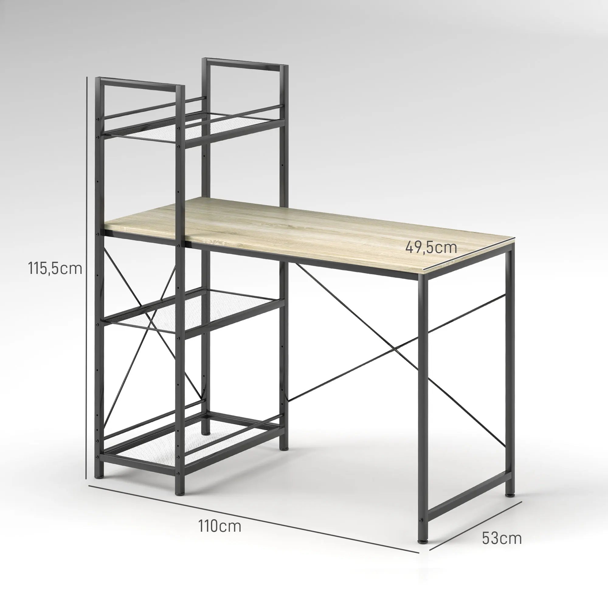 Homcom Desk with Reversible Shelf 110X53X115.5 cm Oak and Black Magic Electronics S1614b8aefeac40e69597f61b3d9160dch
